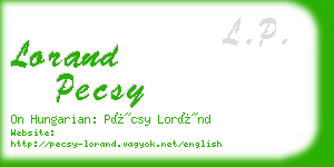 lorand pecsy business card